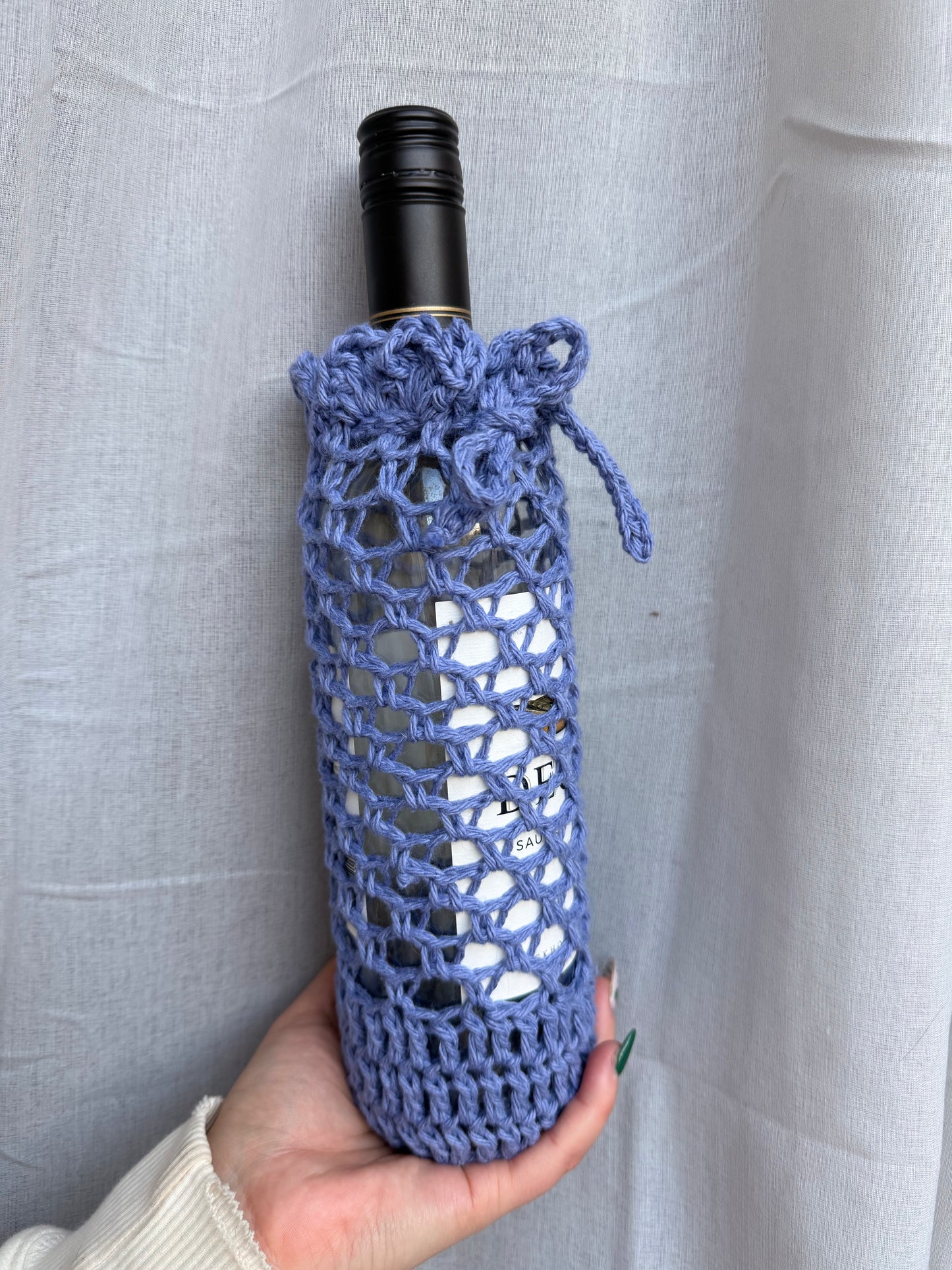 100% Cotton Ruffle Wine Bottle Tote