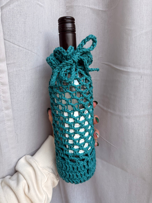 100% Cotton Ruffle Wine Bottle Tote