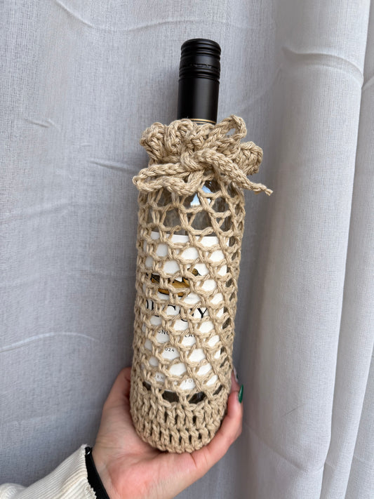 100% Cotton Ruffle Wine Bottle Tote
