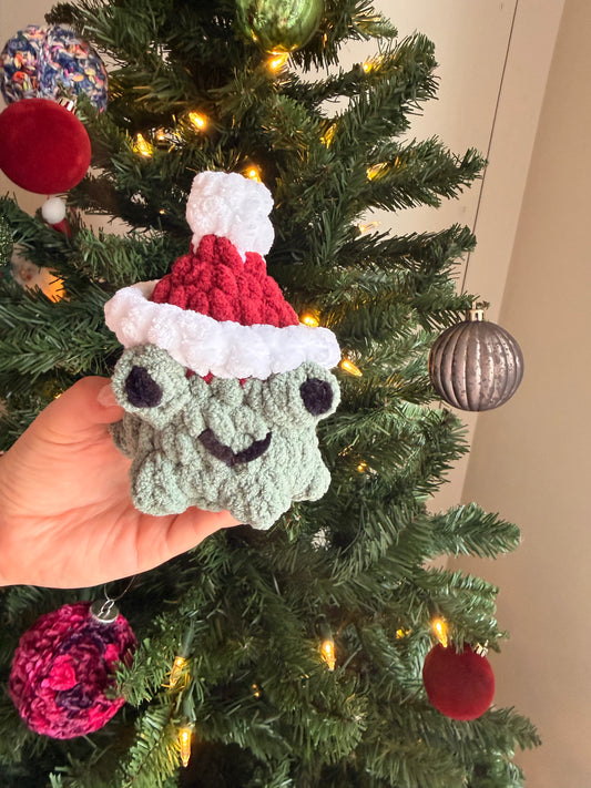 Frog with Santa Hat